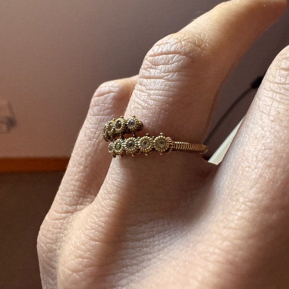 Judith Ripka 14K Gold & Diamond Gemstone bypass ring signed stamped - Picture 6 of 10